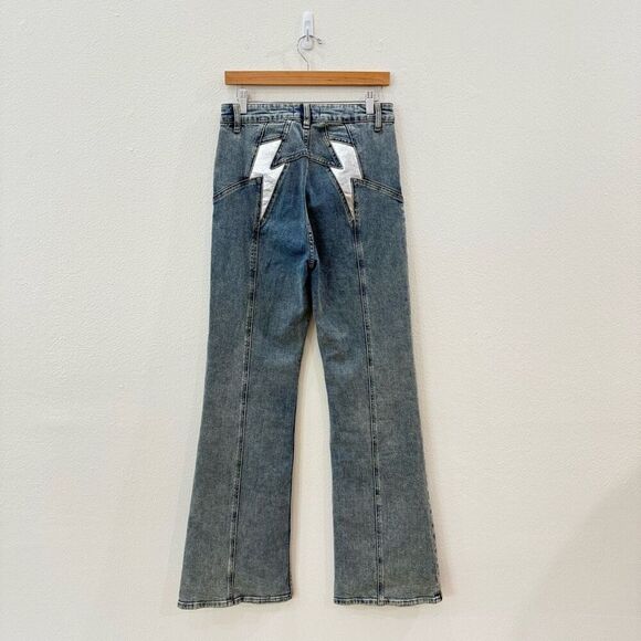 Free People Thunderbird Flare Wide Leg Light Wash Jeans Silver Women's Size 29 - Picture 2 of 15